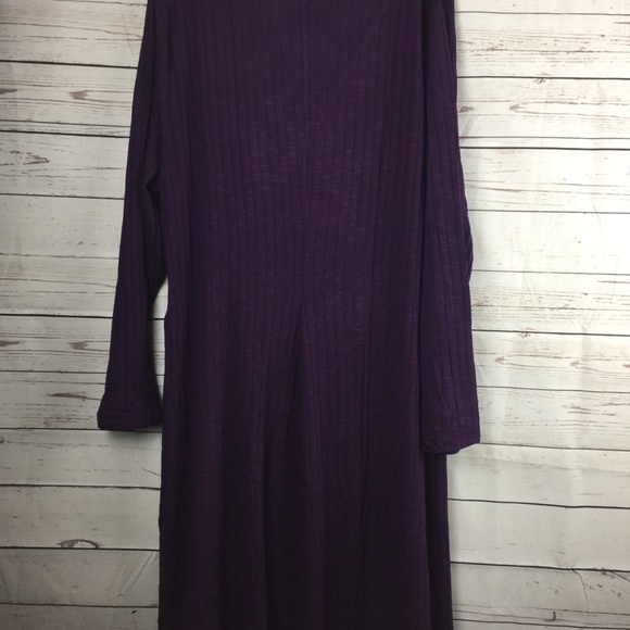 NY Collection Purple Ribbed Wrap Dress - Picture 3 of 5